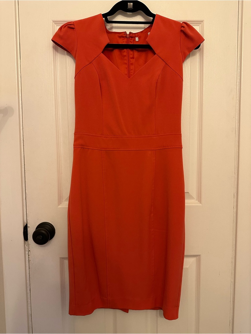 Coral Cap-Sleeve Sheath Dress
